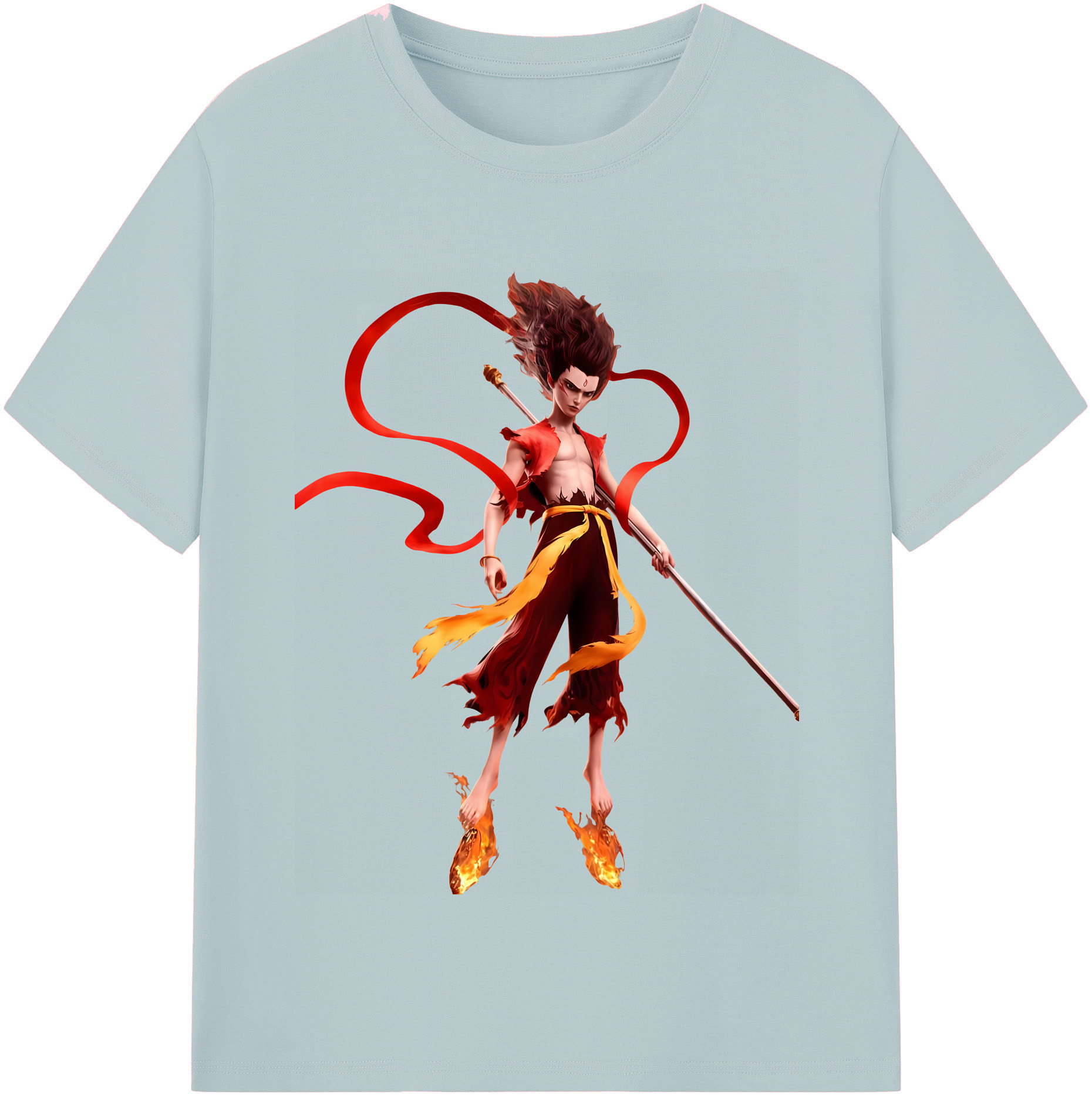 （画像用） Ne Zha 2 ナタ 魔童の大暴れ 綿100％半袖Tシャツ（フロントプリント）